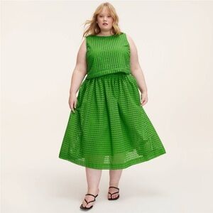 Kate Spade Green Eyelet Shell Top